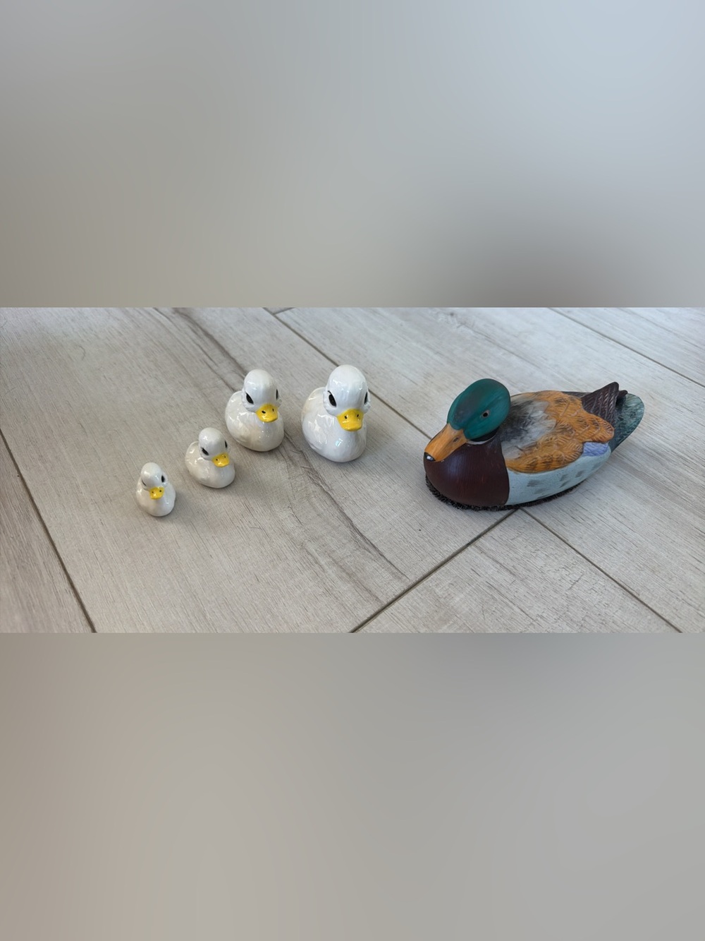 Hand-Painted Duck Décor Set — Ceramic Ducklings & Mallard